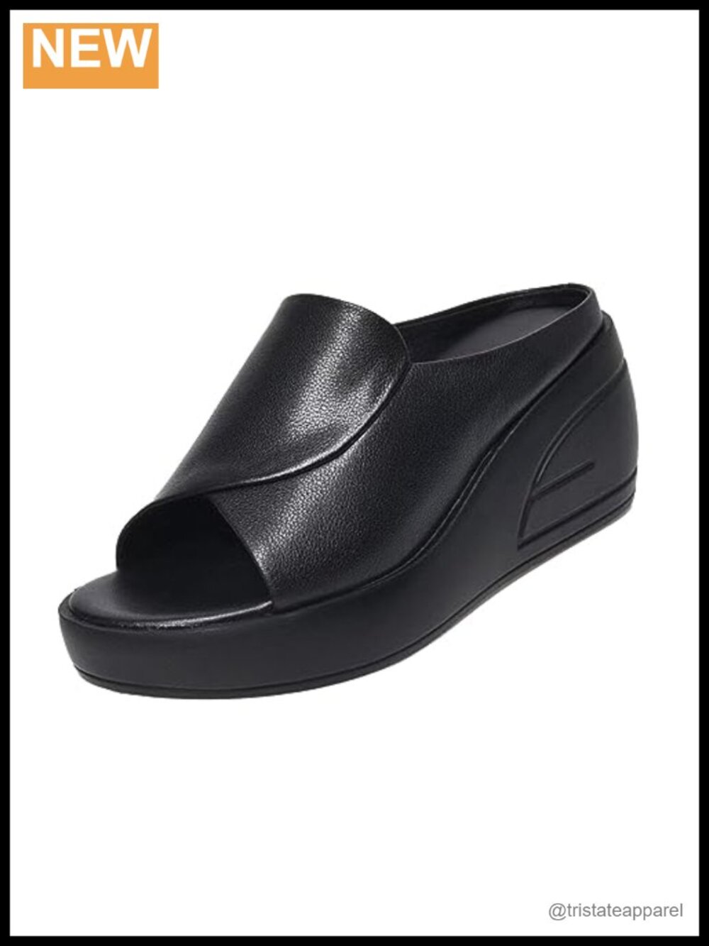 Women's Fish Mouth Platform Wedge Slippers Faux Leather Arch Support Mules